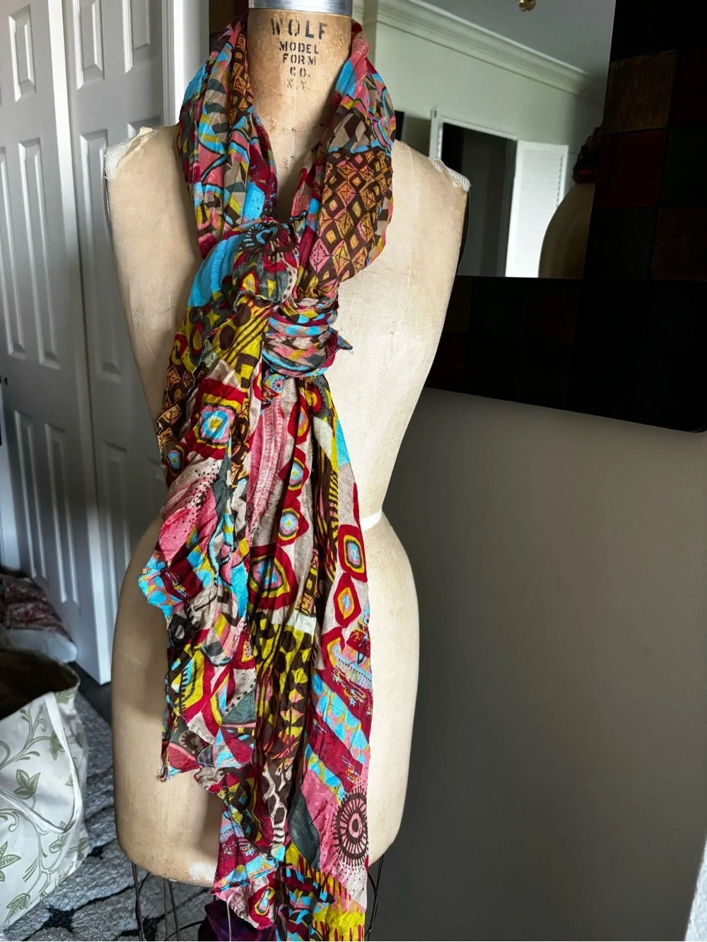 Vibrant Multicolor Patterned Women's Scarf - sarong -shawl